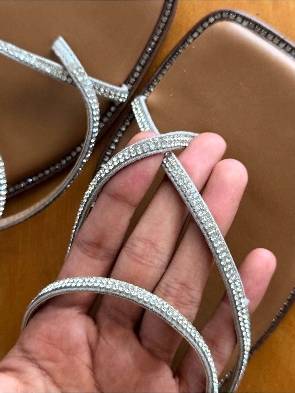 Chelsea & Violet Women's Tan Sandal with Silver Straps - Picture 3 of 4